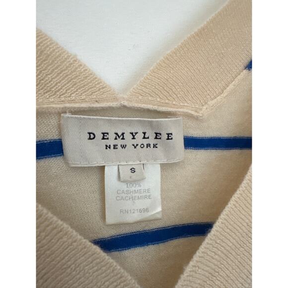 Demylee New York V-Neck Striped Cashmere Short Sleeve Sweater - Size S - Picture 2 of 7